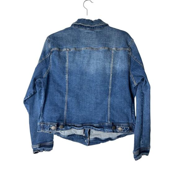 Torrid Jacket Size 1X Blue Denim Jean Medium Wash Crop Cropped Trucker Button Up - Picture 4 of 11
